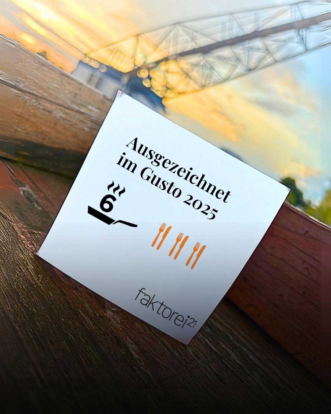 Die faktorei21 wurdeim Gusto 2025 ausgezeichnet Die faktorei21 wurdeim Gusto 2025 ausgezeichnet
